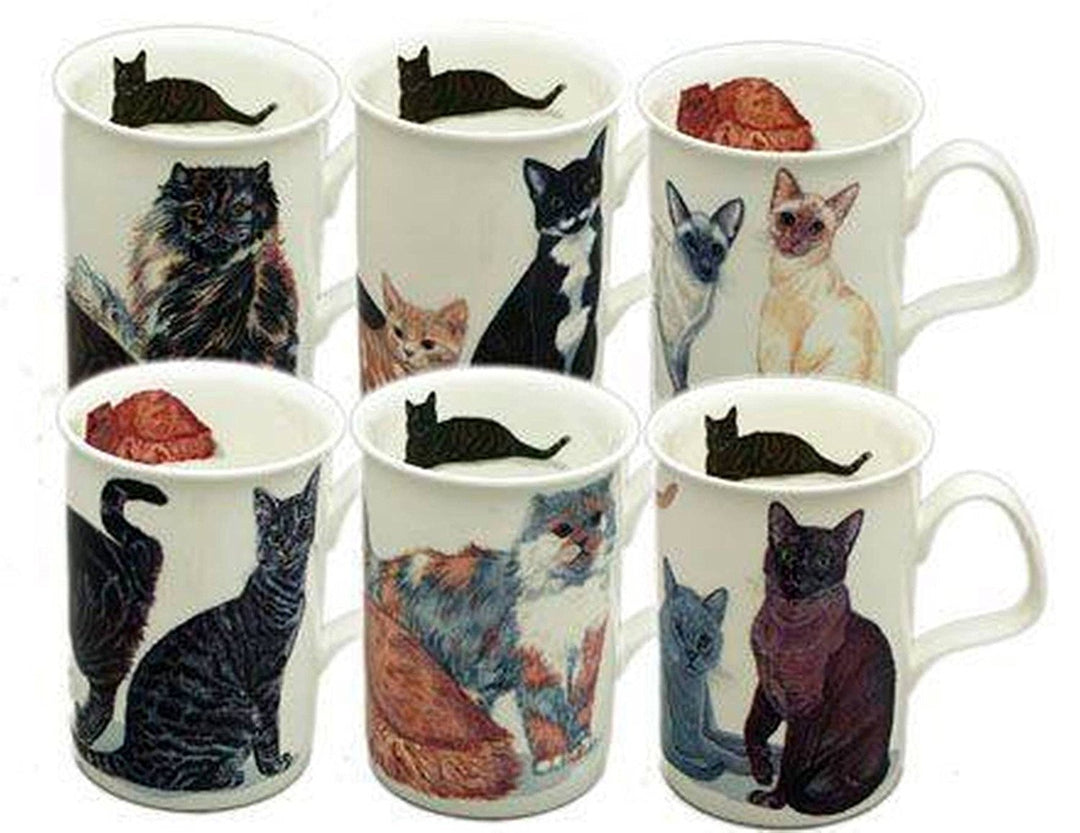 Roy Kirkham Cat Lover Mug Set of 6 Bone China Mugs from England