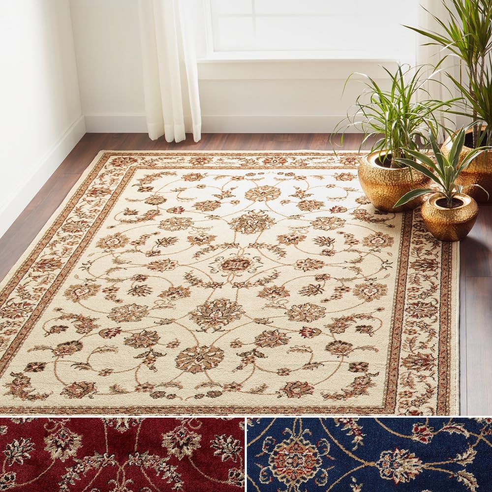 Admire Home Living Amalfi Traditional Oriental Scroll Pattern Area Rug Red 2'2 X - Diamond Home USA