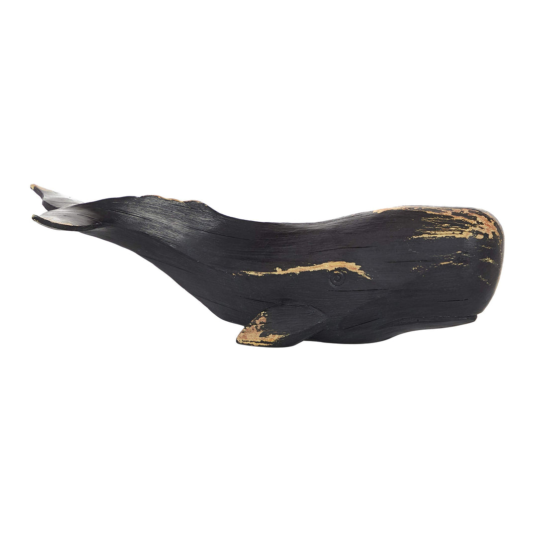 Black Polyresin Coastal Whale Sculpture 4 X 14 5 Resin