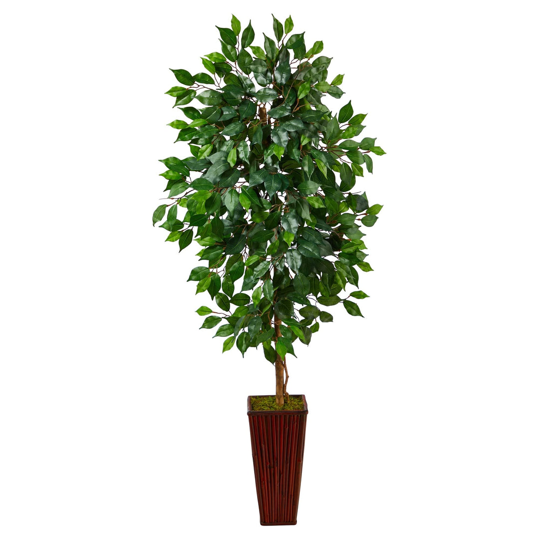 5' Artificial Tree in Bamboo Planter 15" Brown