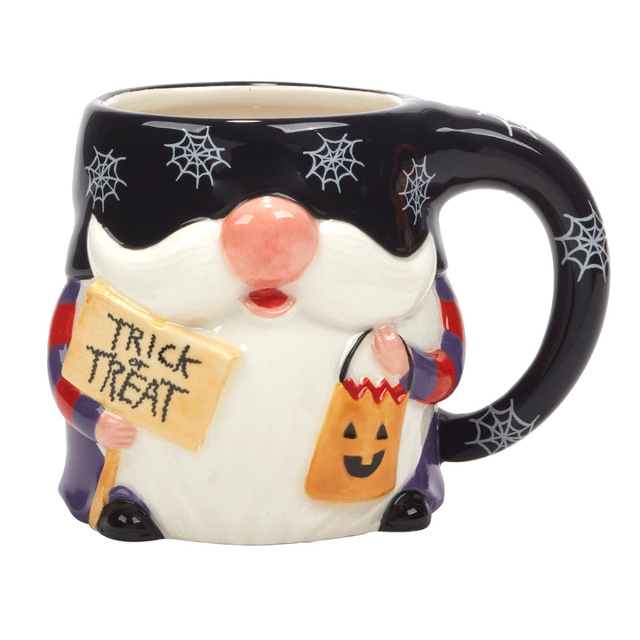 Halloween Gnomes 18 Oz. 3-d Mugs Set Of 4 Multi Color Orange Purple Holiday