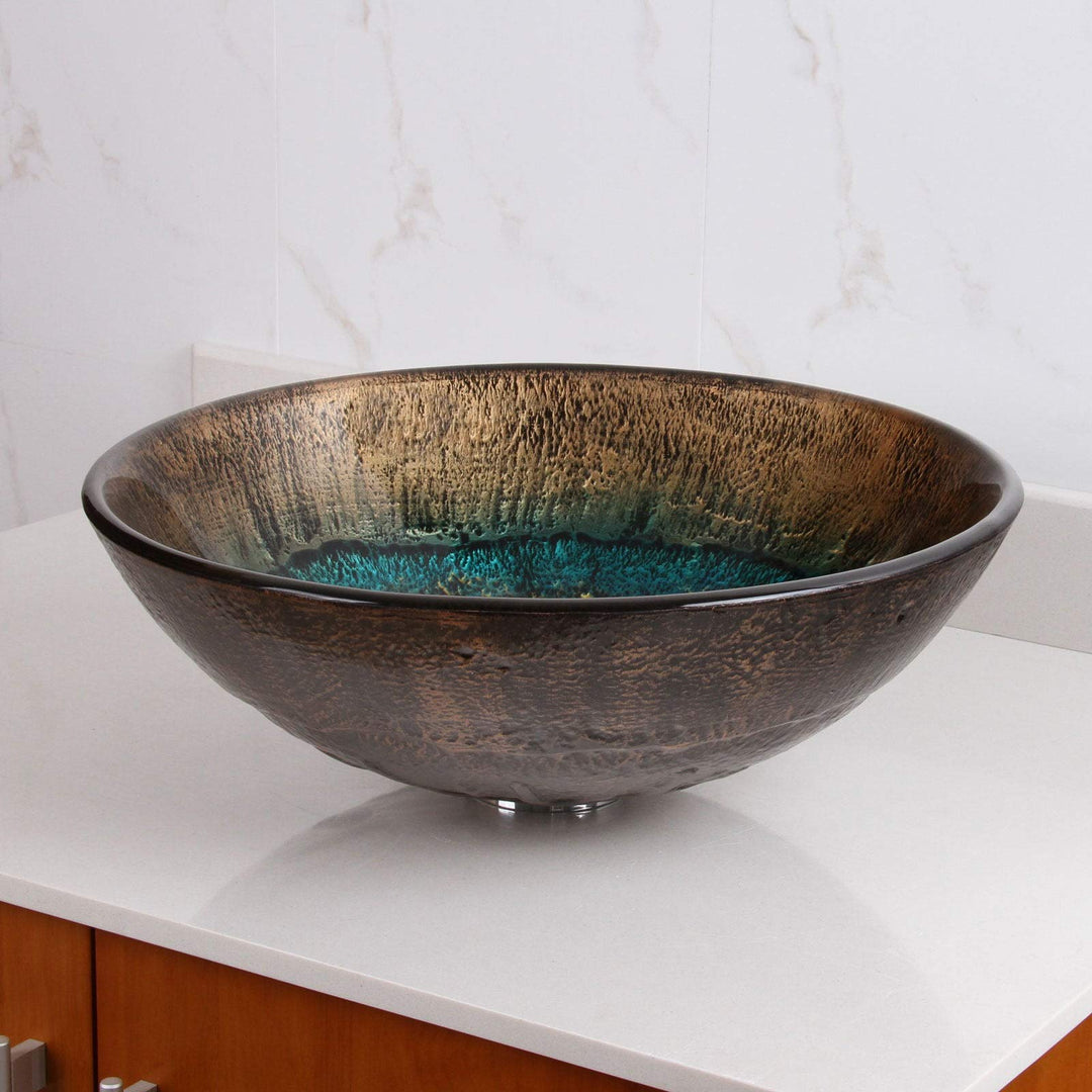 Volcanic Pattern Tempered Glass Bathroom Vessel Sink