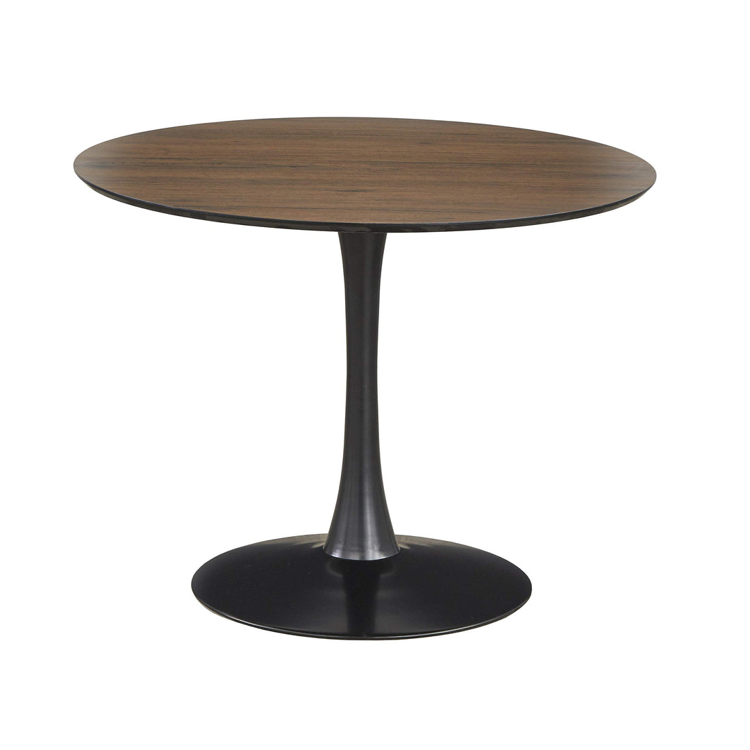 angelo:HOME Kavitt Mid Century Modern Round Metal Dining Table 39.3" Walnut Walnut/Black