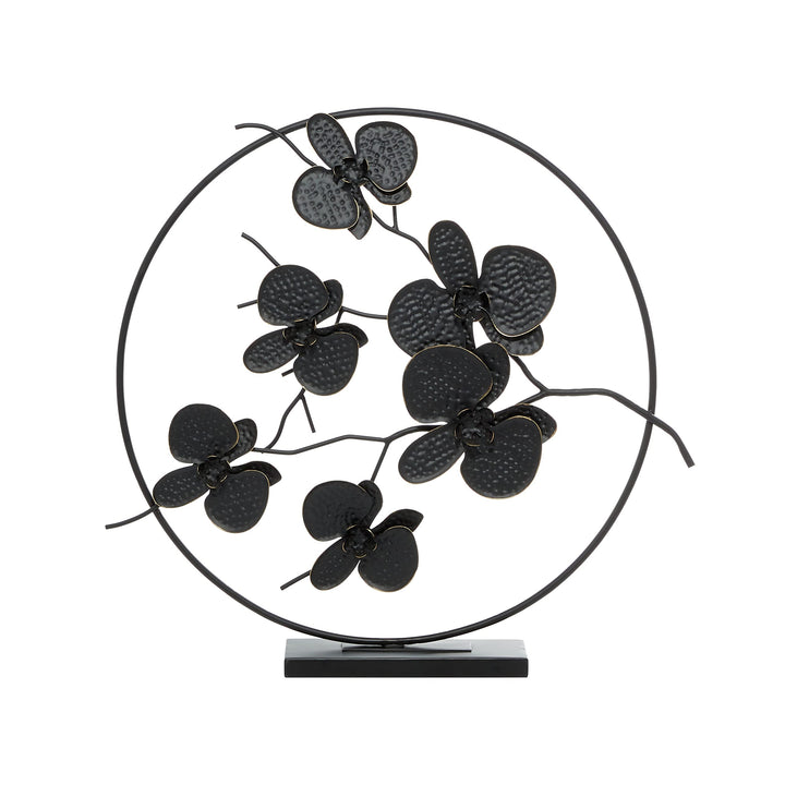 Black Metal Contemporary Leaves Sculpture 23 X 24 4