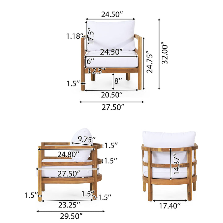 Christopher Knight Home 318049 Ellendale Club Chair Teak + White