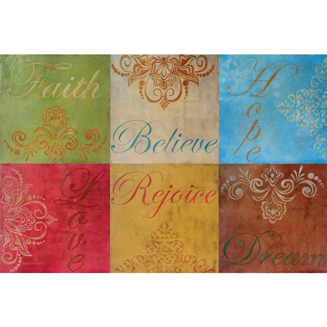 Reversible Wipe Clean Faith Placemats (Set of 4) Multi Color Print Polyester