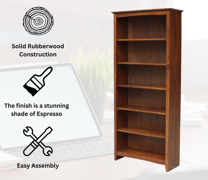 International Concepts Shaker Bookcase 72-Inch