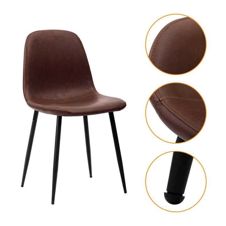 CangLong Faux Leather Dining Back Modern Side Chair for Pub Home Set of 4