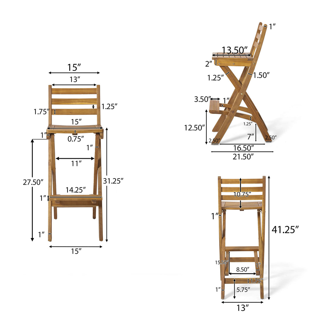 Christopher Knight Home Atlantic Outdoor Foldable Wood Barstool 31" Natural Wood