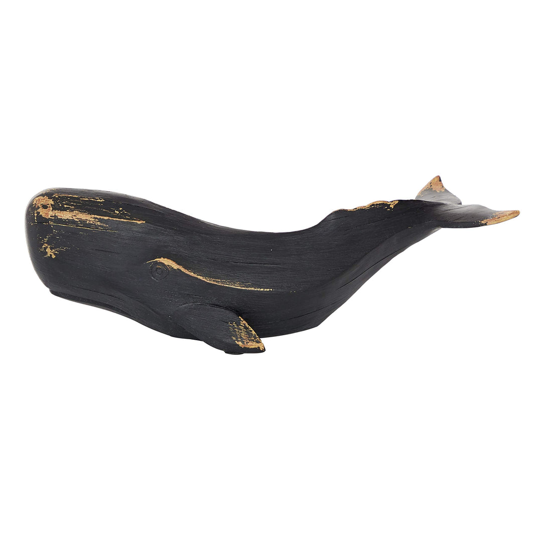 Black Polyresin Coastal Whale Sculpture 4 X 14 5 Resin