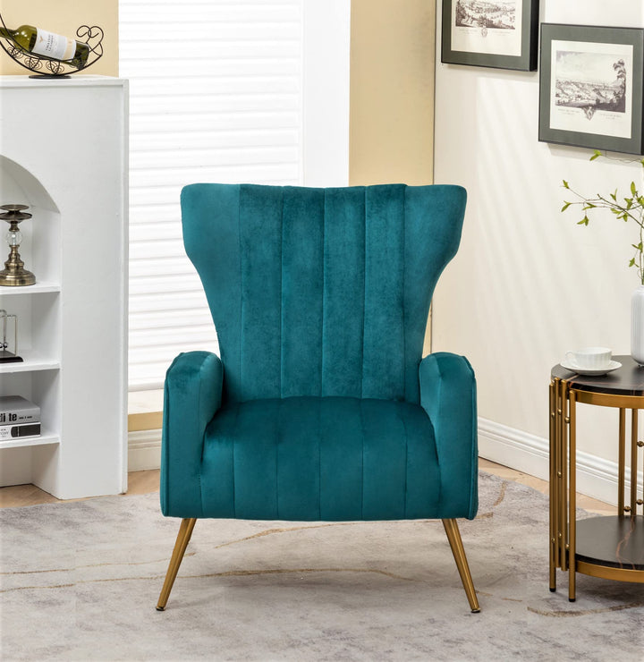 US Pride Furniture Modern Velvet Accent Chair for Living Room Bedroom or Bluenish Green