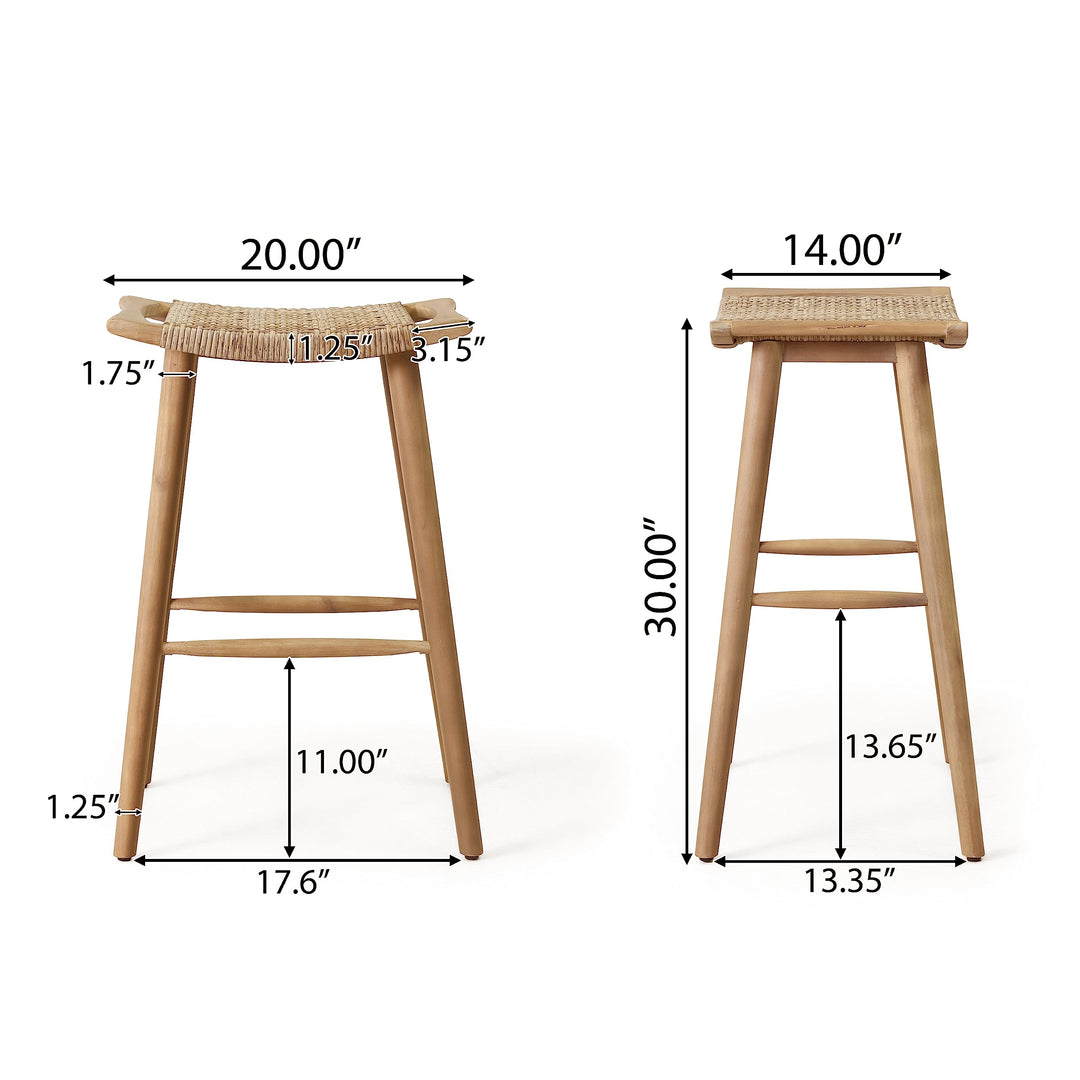 Christopher Knight Home Magwen Outdoor Acacia Wood Barstool with Wicker (Set