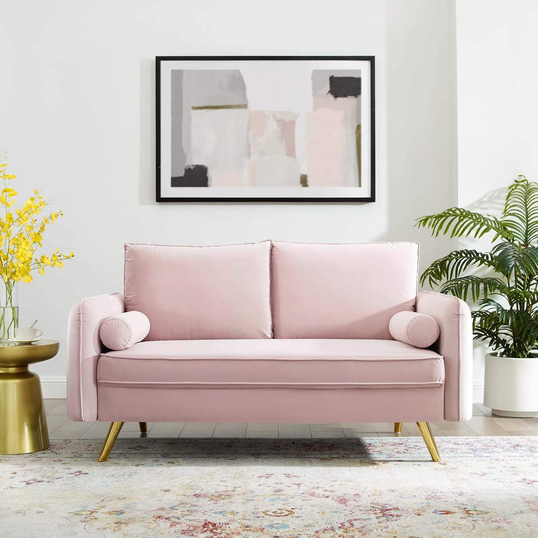 Modway Revive Performance Velvet Loveseat Pink