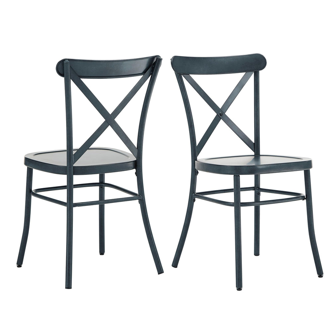 Inspire Q Pompey Metal Dining Chairs (Set of 2) by Classic Antique Dark Denim Antique Dark Denim Blue