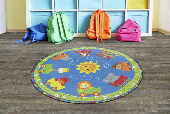 Flagship Carpets Animal Cutie Train Kids and Baby Area Rug for Kids Room Home