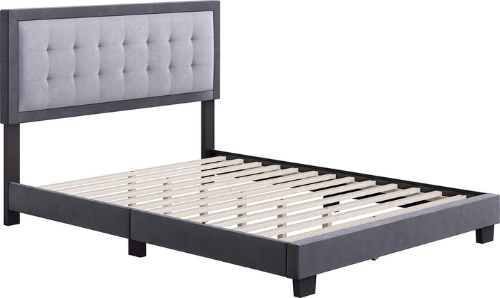 Boyd Sleep Pisa Upholstered Button Tufted Platform Bed Frame Mattress Foundation Grey - Queen