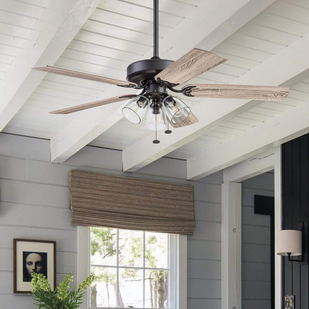 Prominence Home Saybrook 52 inch Indoor Farmhouse LED Ceiling Fan with Light Espresso Bronze