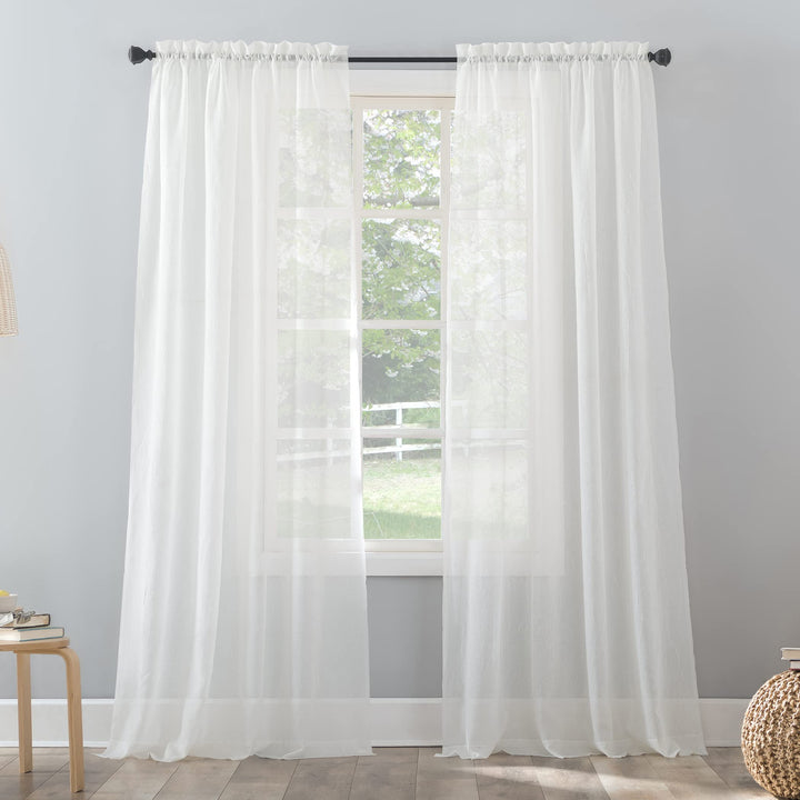 No. 918 Erica Crushed Sheer Voile Rod Pocket Curtain Panel 51" x 84" Eggshell 51 x 84 - Eggshell