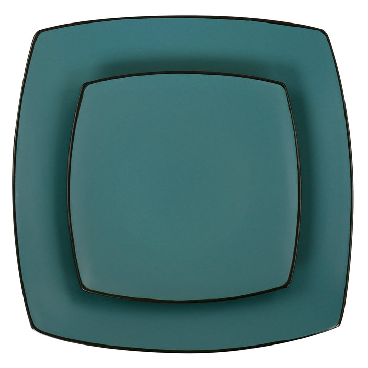 Soho Lounge 16 Piece Dinnerware Set 8' X 10' Turquoise Solid Casual Square