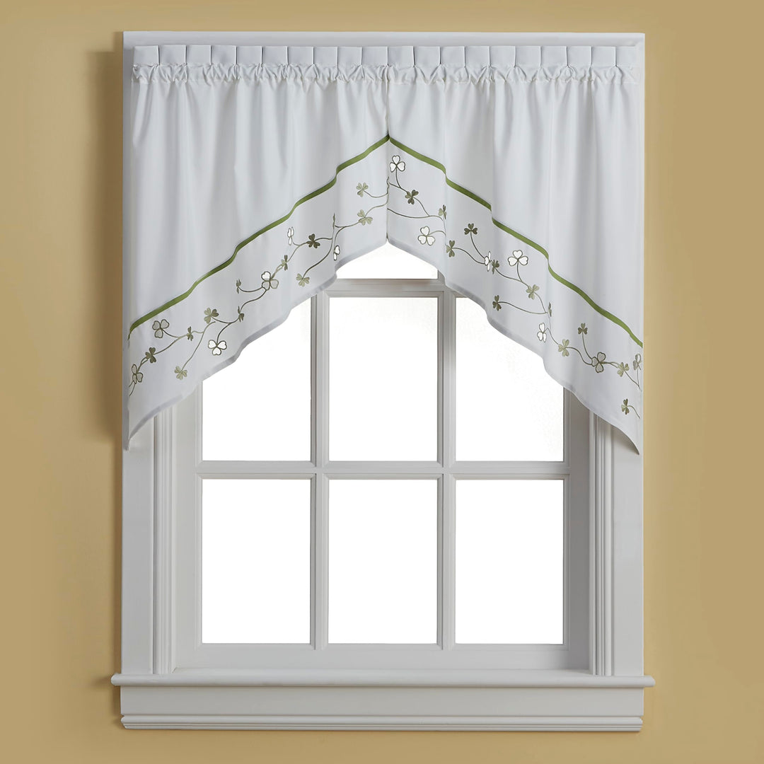 Clover Green/ White 5-piece Curtain Tier and Swag Set