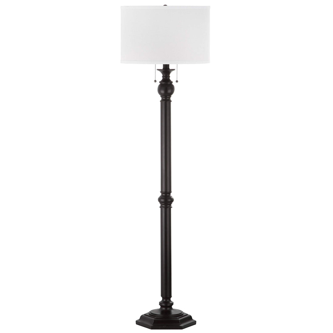 White Welcoming Floor Lamp Bronze 2-Light Reading Light with Shade Oil Rubbed