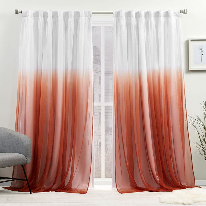 Exclusive Home Crescendo Lined Room Darkening Blackout Hidden Tab Top Curtain 52x108 - Mecca Orange