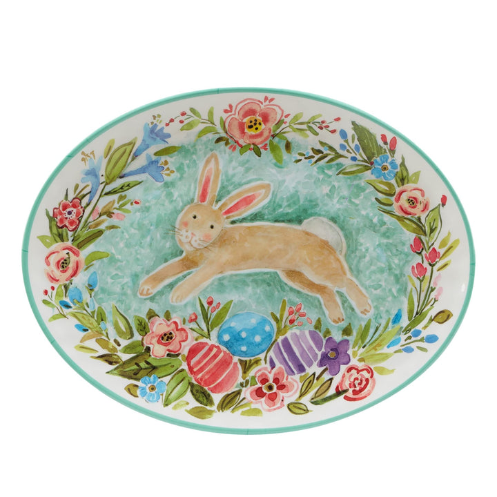 Joy Of Easter 2 Piece Platter Set 18" X 13.5" Multi Color Floral Casual