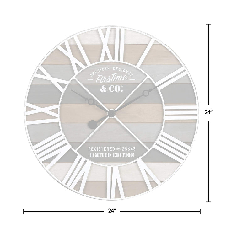 Gray Maritime Farmhouse Planks Clock American Crafted Wood 24 X 2 in Grey Round