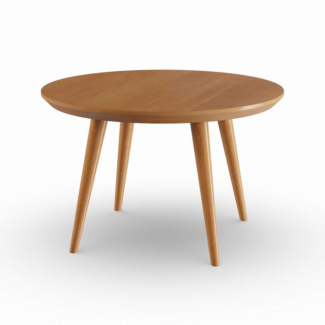 Mid-Century Modern Round Coffee Table with Solid Cherry Wood Top Tan Natural