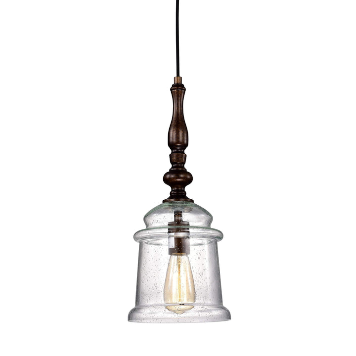 Oil Rubbed Bronze 1-Light with Glass Bell Jar Shade Farmhouse Metal Dimmable