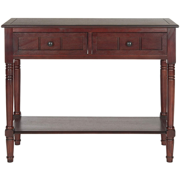 Dark Cherry 2-Drawer Console Table Transitional Rectangle Wood