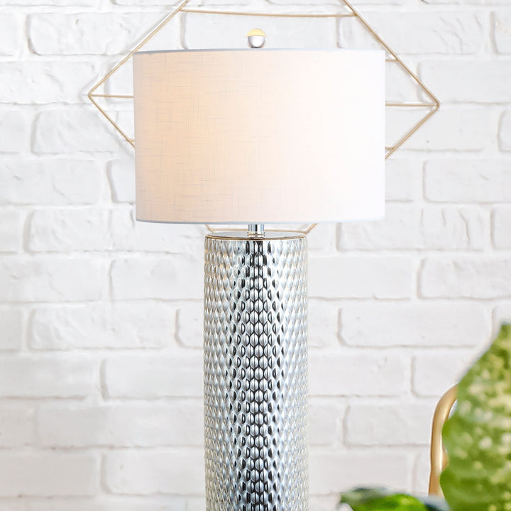 30" Glass Led Table Lamp Silver Glam Modern Contemporary Transitional Chrome - Diamond Home USA