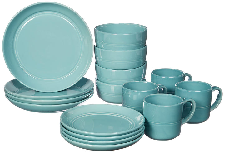 Safdie & Co. HK02665 Stoneware Ridge 16Pcs Blue