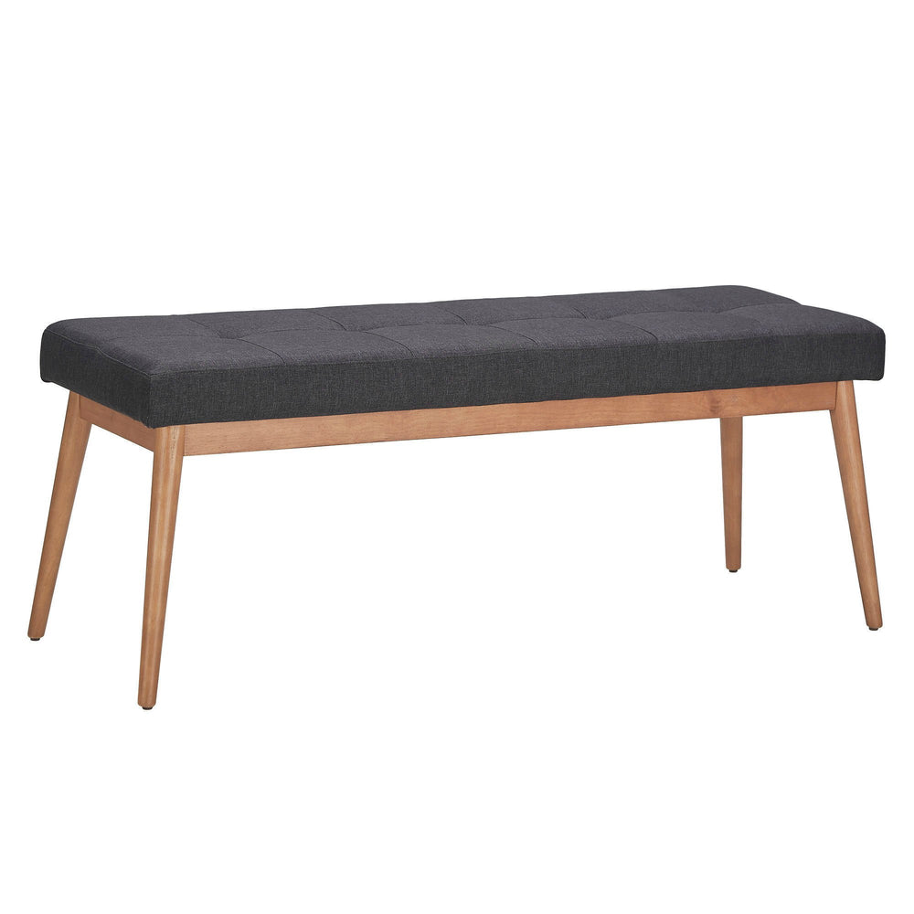 ModHaus Living Mid Century Modern Wood Button Tufted Upholstered Dining Bench