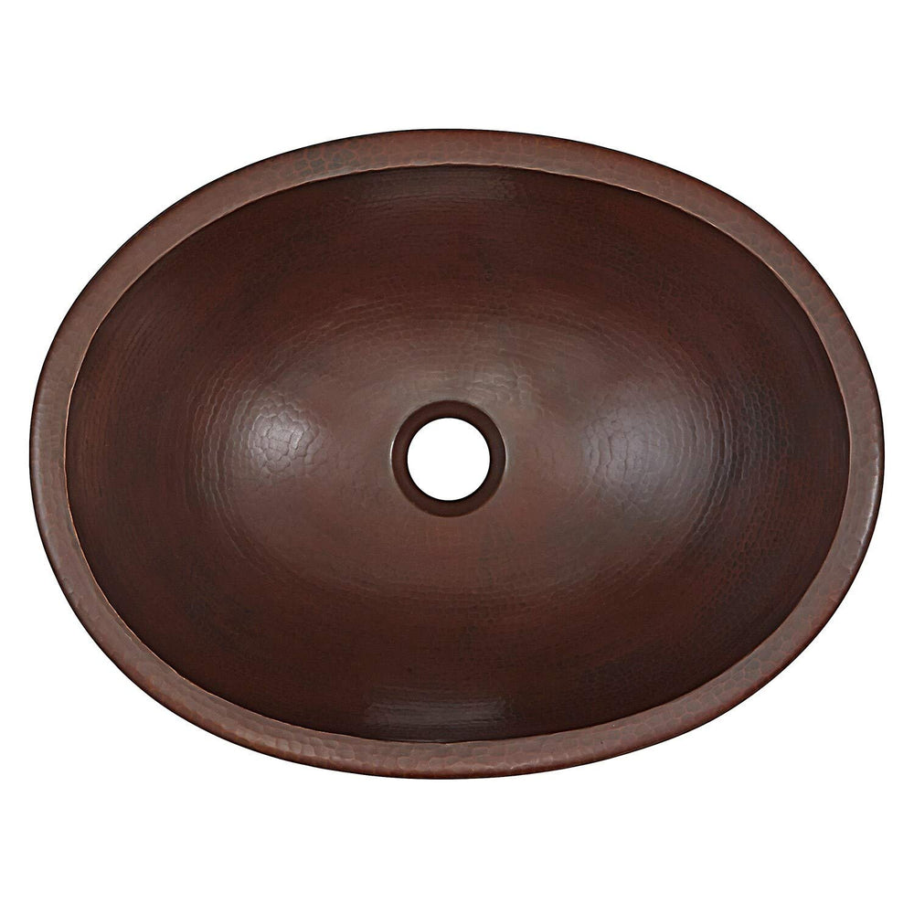 12 in. Drop-in Or Undermount Copper Bathroom Sink in Aged Brown Oval Finish Rust - Diamond Home USA