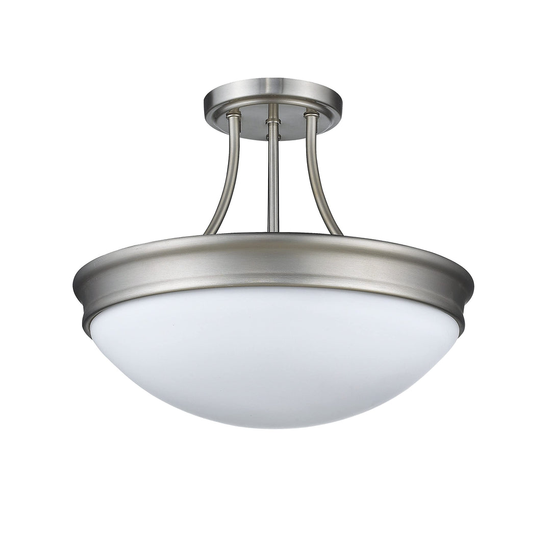 Satin Nickel Transitional 3-light Semi Flush Ceiling Light Silver Metal Dimmable