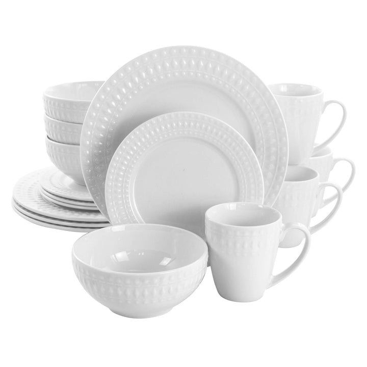 16 Piece Round Porcelain Dinnerware Set In White Solid Formal Dishwasher Safe