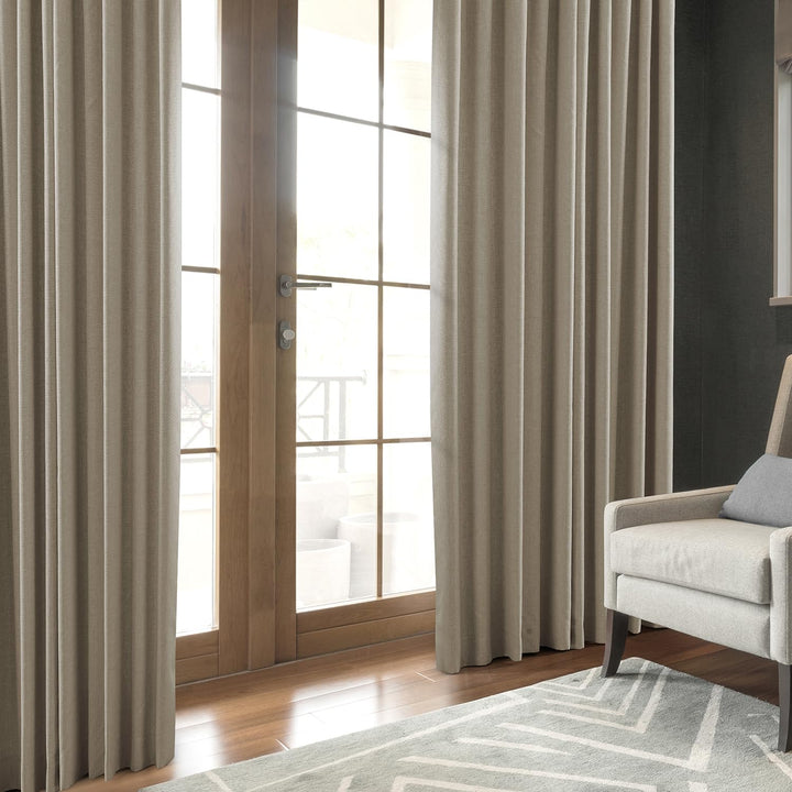 Exclusive Fabrics Italian Faux Linen Room Darkening Curtains for Bedroom & Living Room Curtains - Single Panel Window Curtains