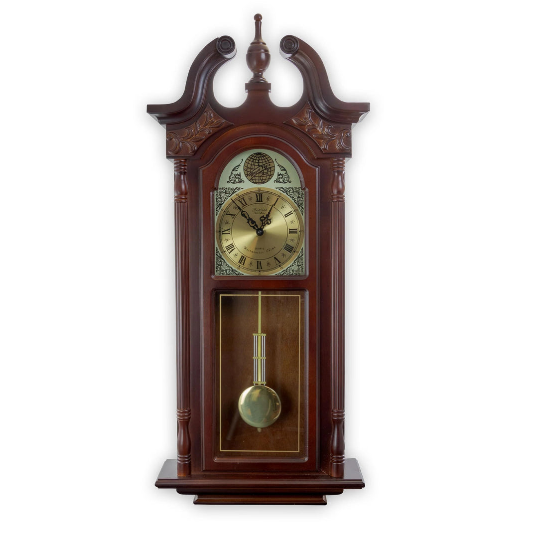 Bedford Clock Collection 38Grand Antique Collonial Chiming Wall Clock with Roman