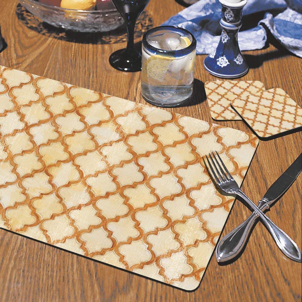 Antique Quatrefoil Hardboard Placemat Set of 2 Multi Color Casual Country - Diamond Home USA