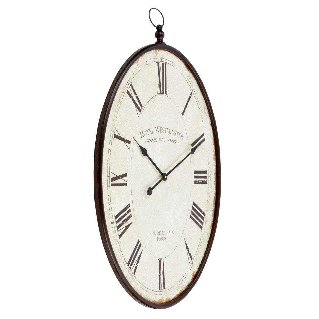 Aspire INES Large Oval Wall Clock Brown - Diamond Home USA