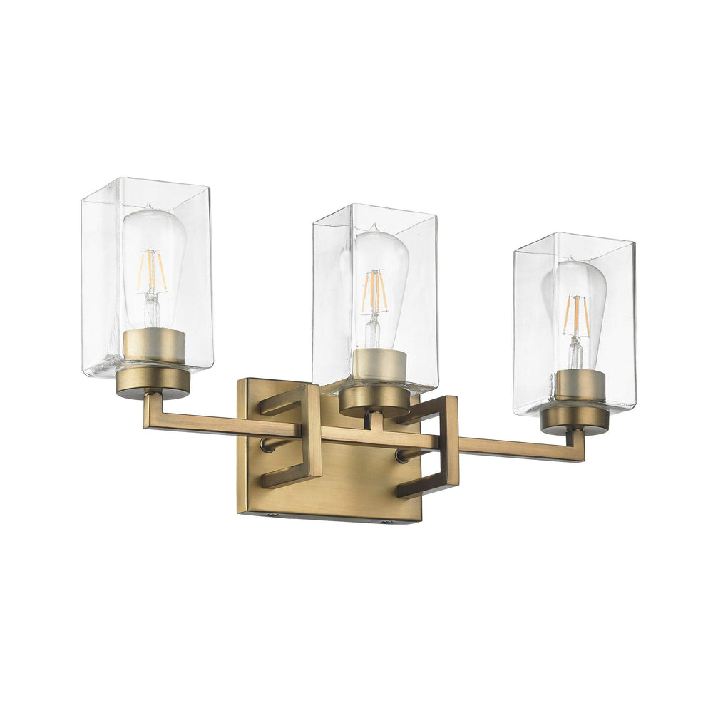 3 Light Antique Brass Vanity Gold Transitional Metal Dimmable - Diamond Home USA