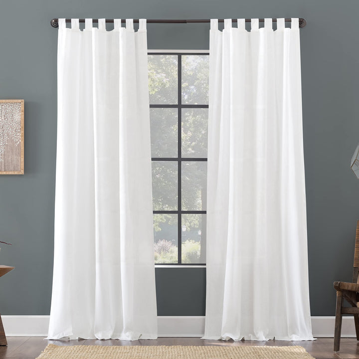 Archaeo Linen Cotton Blend Tab Top Curtain 50" x 96" White White - 50" x 96"