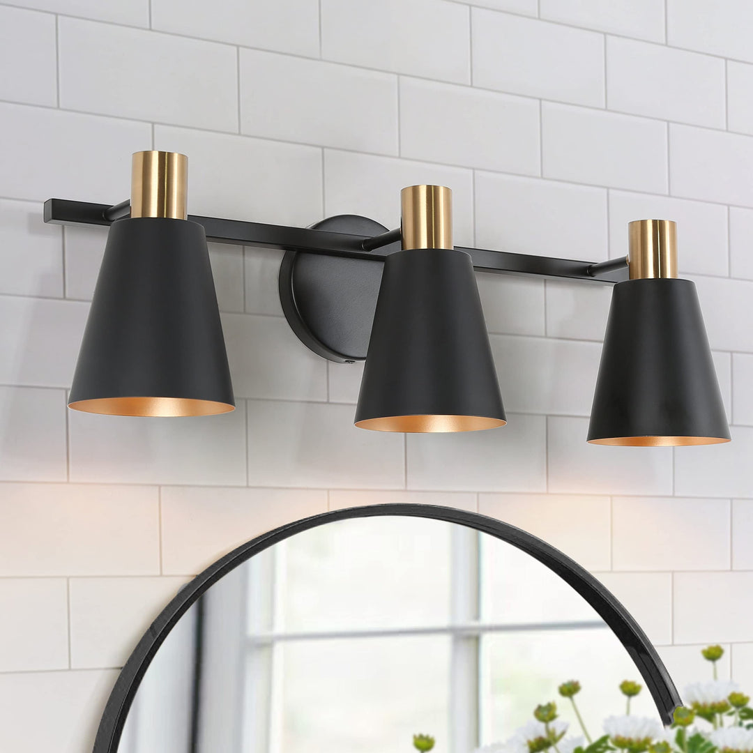 22'' Modern 3-lights Metal Cone Shade Bathroom Vanity Lights Dimmable Wall