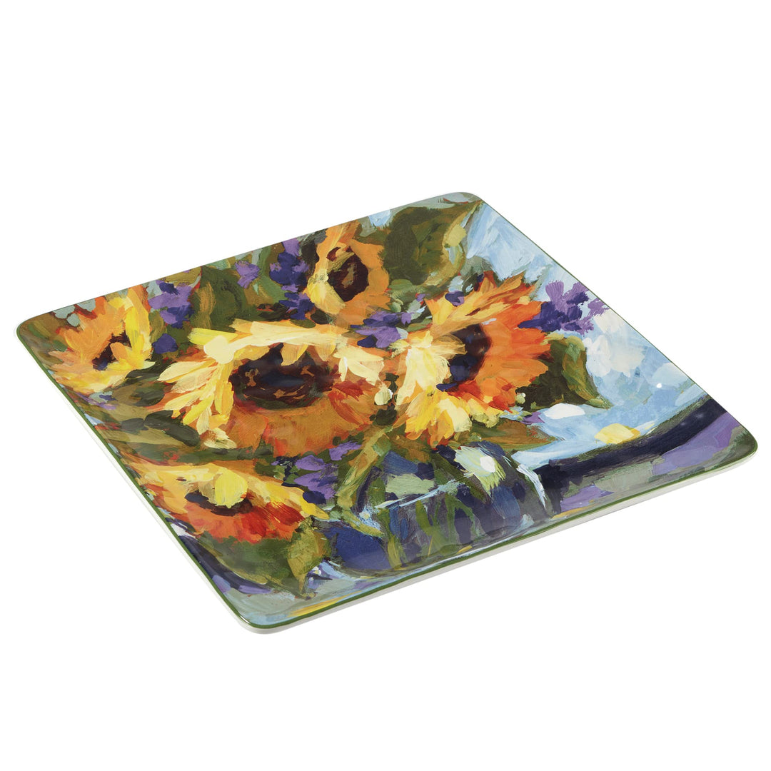 Certified International Sunflower Bouquet Square Platter 12.5"