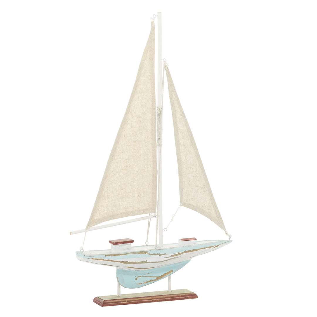 Brown Pine Coastal Sculpture Sail Boat 22 X 14 2 Nautical Wood