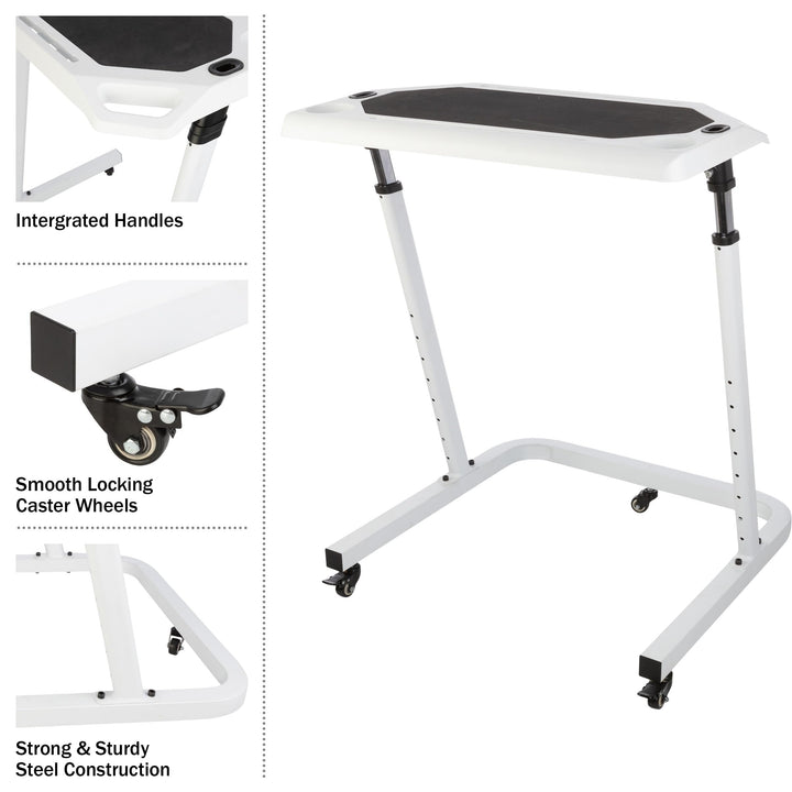 Bike Desk Rolling Laptop Cart For Stationary Or Trainer Adjustable Standing To