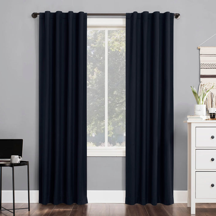 Sun Zero Cyrus Thermal Total Blackout Back Tab Curtain Panel 40" x 84" - Navy