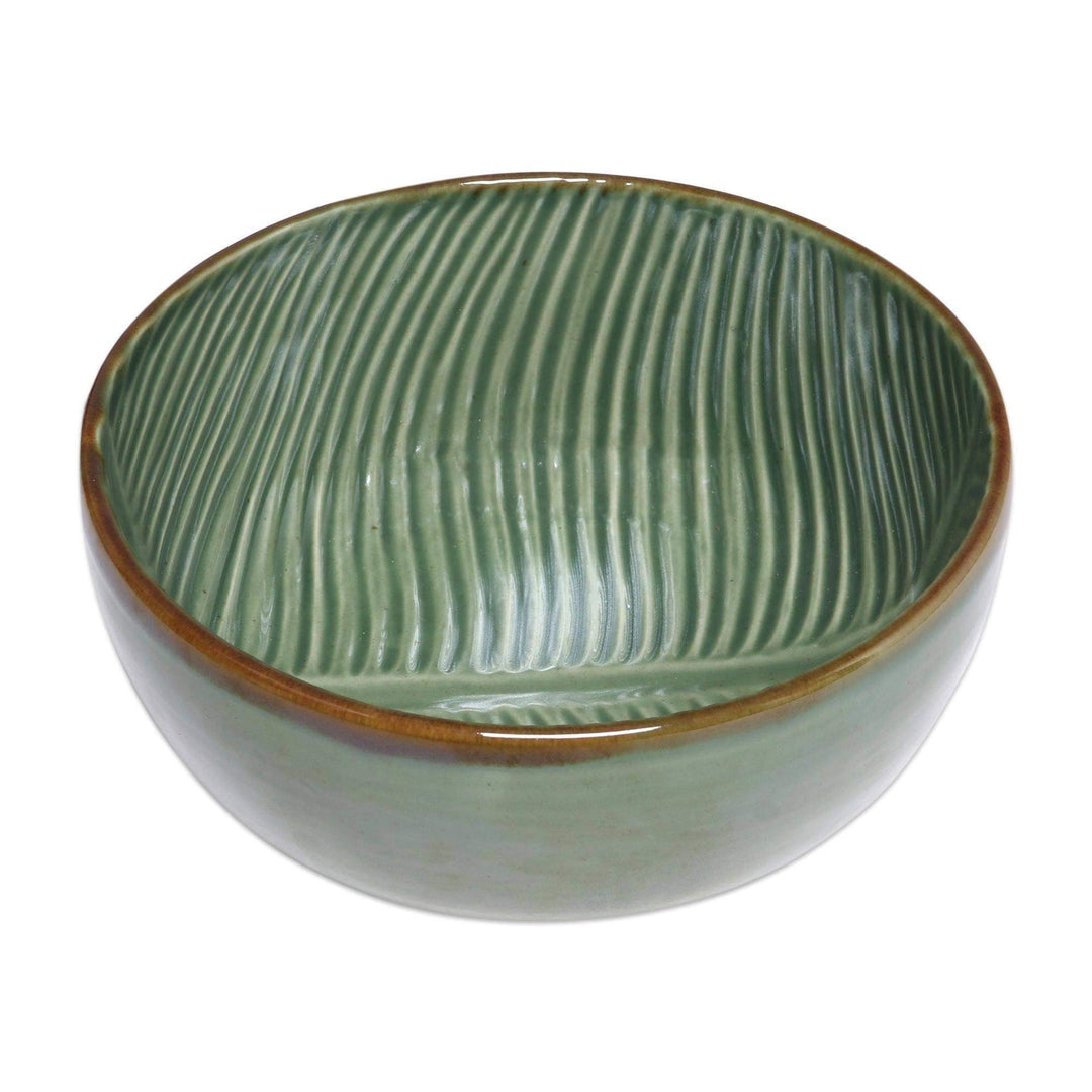 Handmade Banana Vibes Ceramic Serving Bowl (9 Inch) Green 1 Piece