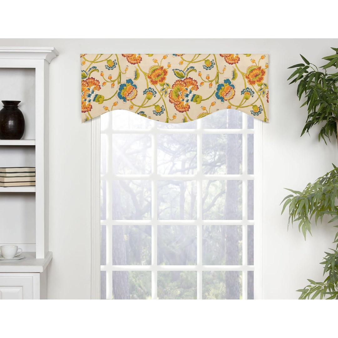 Floral Shaped Valance Yellow Floral Shabby Chic Cotton Lined